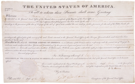 1820 Land Grant Signed by President John Quincy Adams (PSA/DNA)